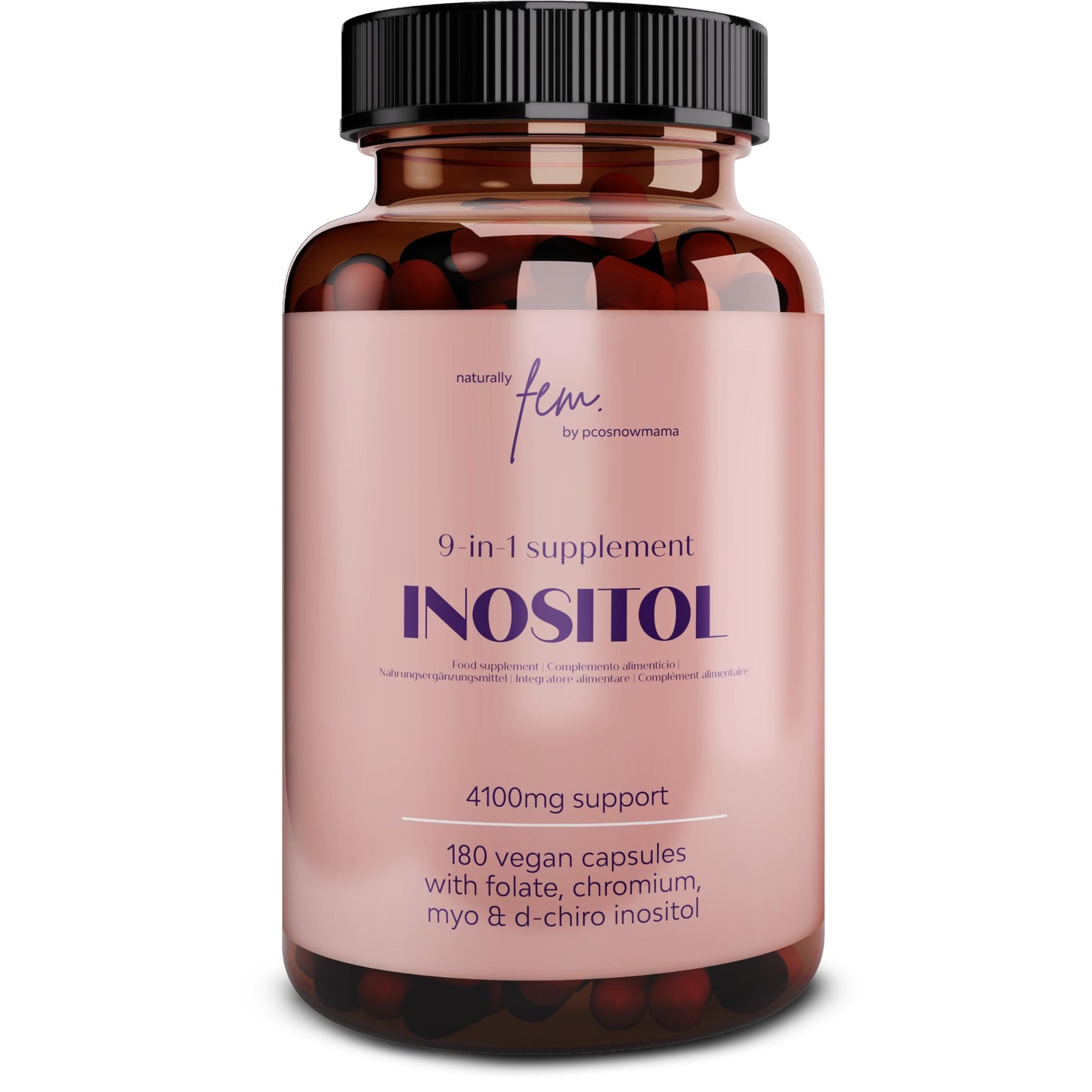Inositol Myo & D-Chiro 4100MG Vegan Capsules, Metabolic Function, Hormonal Balance and Psychological Function, 9-in-1 Inositol, Folate 5-MTHF, Chromium, Zinc, VIT B6, B12 & D3