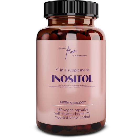 Inositol Myo & D-Chiro 4100MG Vegan Capsules, Metabolic Function, Hormonal Balance and Psychological Function, 9-in-1 Inositol, Folate 5-MTHF, Chromium, Zinc, VIT B6, B12 & D3