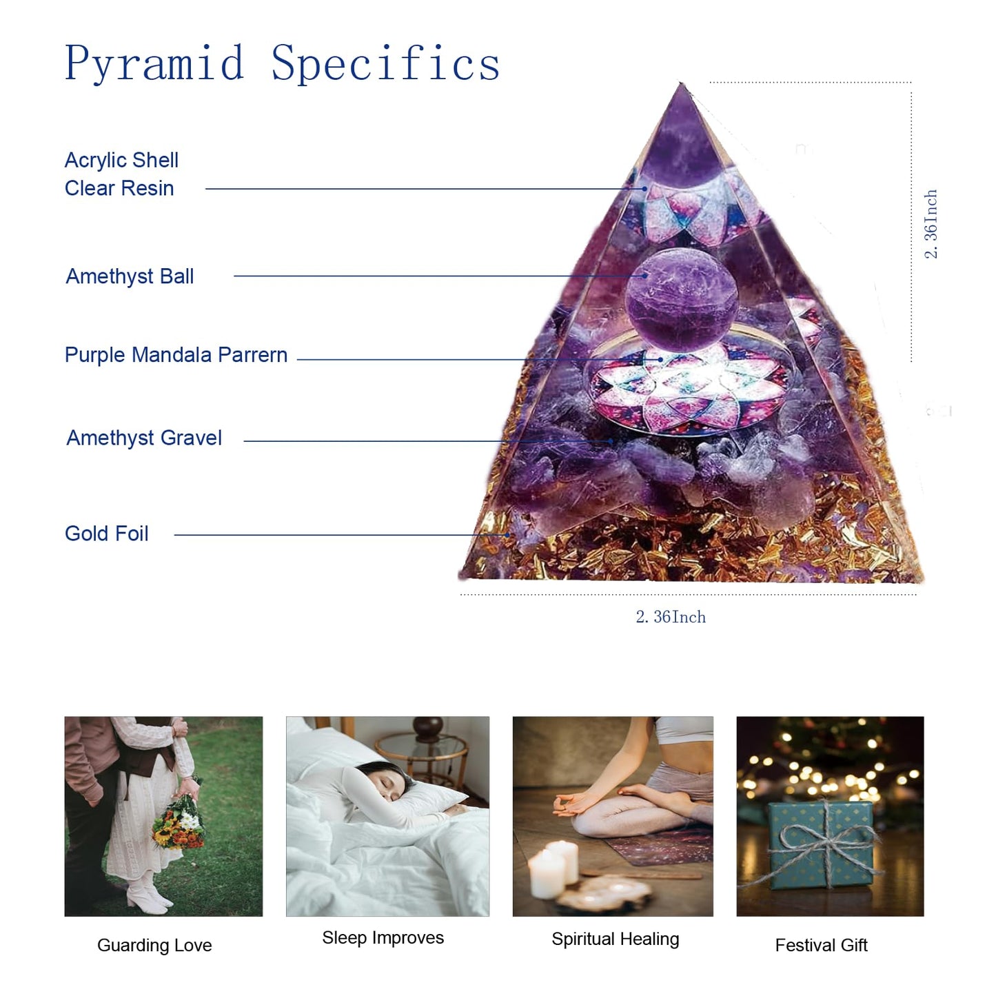 ycyingcheng Pyramid Ogan Crystal Energy Tower Nature Reiki Chakra Crushed Stone, Negative Energy Remover Blessing Home Office Ornaments, Healing Crystal Boost Immune System Meditation, 6cm