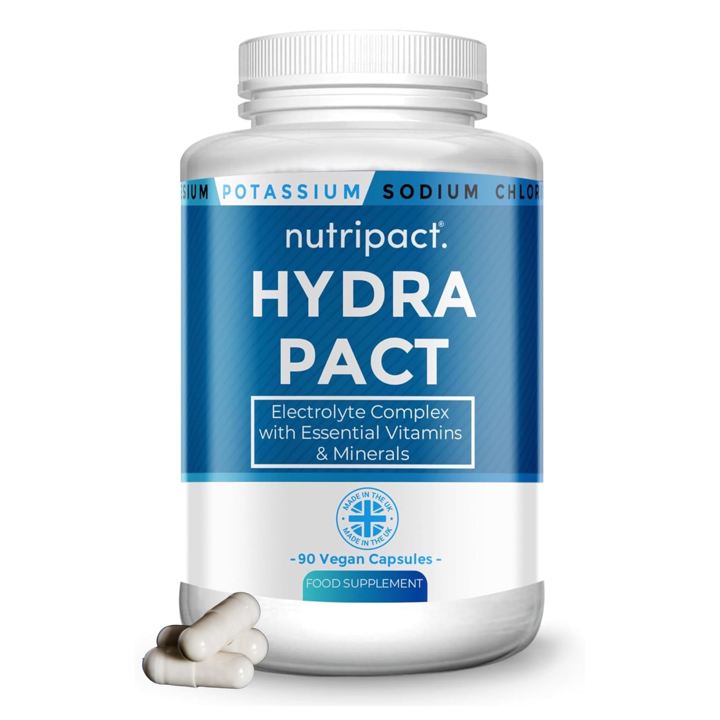 Nutripact Electrolyte & Hydration Capsules 16-in-1 Complex - Added Vitamins & Minerals - Keto, Fasting & Running Electrolytes -Zero Calories & Sugar Free - 90 Vegan Capsules (not Tablets) - UK