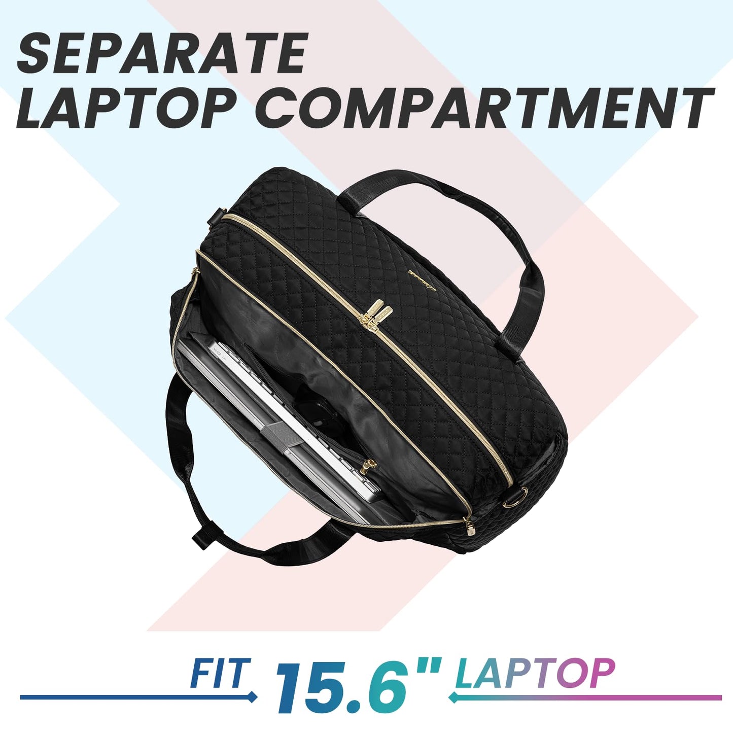 LOVEVOOK Travel Duffle Bag for Women, Weekend Overnight Bags with Cosmetic Bag, Large Waterproof Ladies Holdall for Hospital Maternity Gym, Carry On Flight Womens, Black