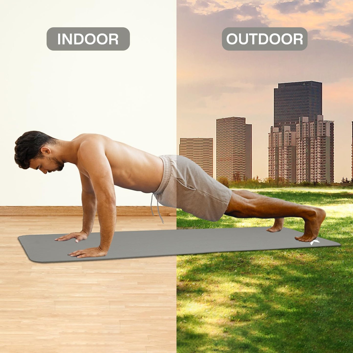 Xn8 Sports Yoga mat 15mm Thick NBR Exercise Mat - Non-Tearable Pilates Mat with Extra Carry Strap- Lightweight Yoga Mats for Women Men for Aerobics, Lunges, Planks Indoor & Outdoor 61x20x1.5 cm