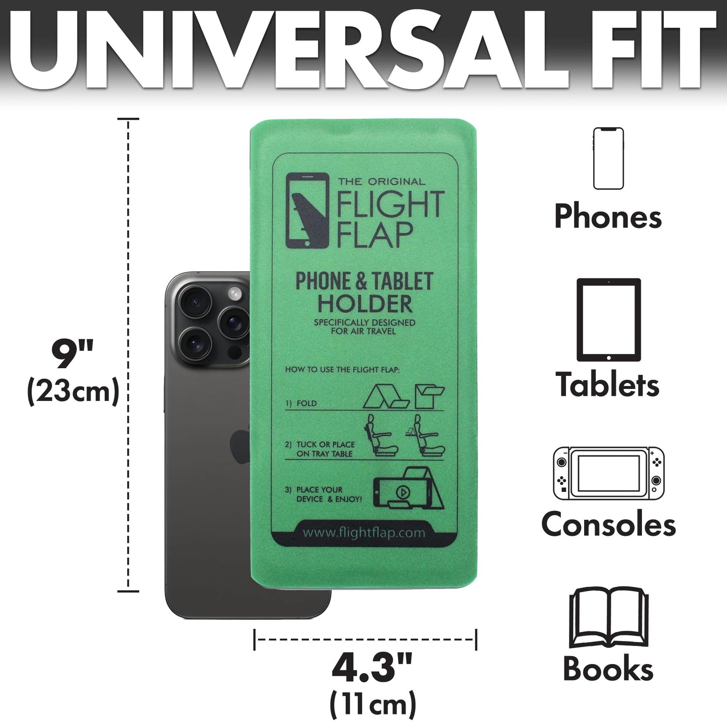 Flight Flap Airplane Phone Holder - Foldable Plane Phone Stand for Travel - Flexible Mobile Stand for Desk & Bed - Flight Mobile Holder Desk - Accessories Travel Essentials For Flying (Green)