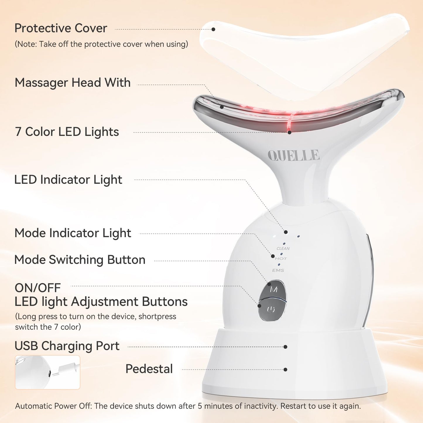 QUELLE 7-Color Face & Neck Massager – Anti-Aging Device (AM-816)