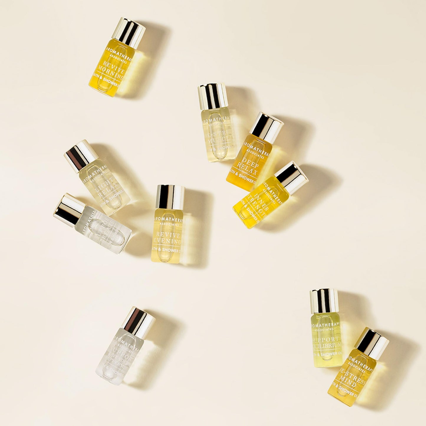 Aromatherapy Associates Discovery Collections Miniature Bath & Shower Oil Set, 10 x 3 ml, 100% Natural Formulation Infused Body Oil Body Treatment Home SPA