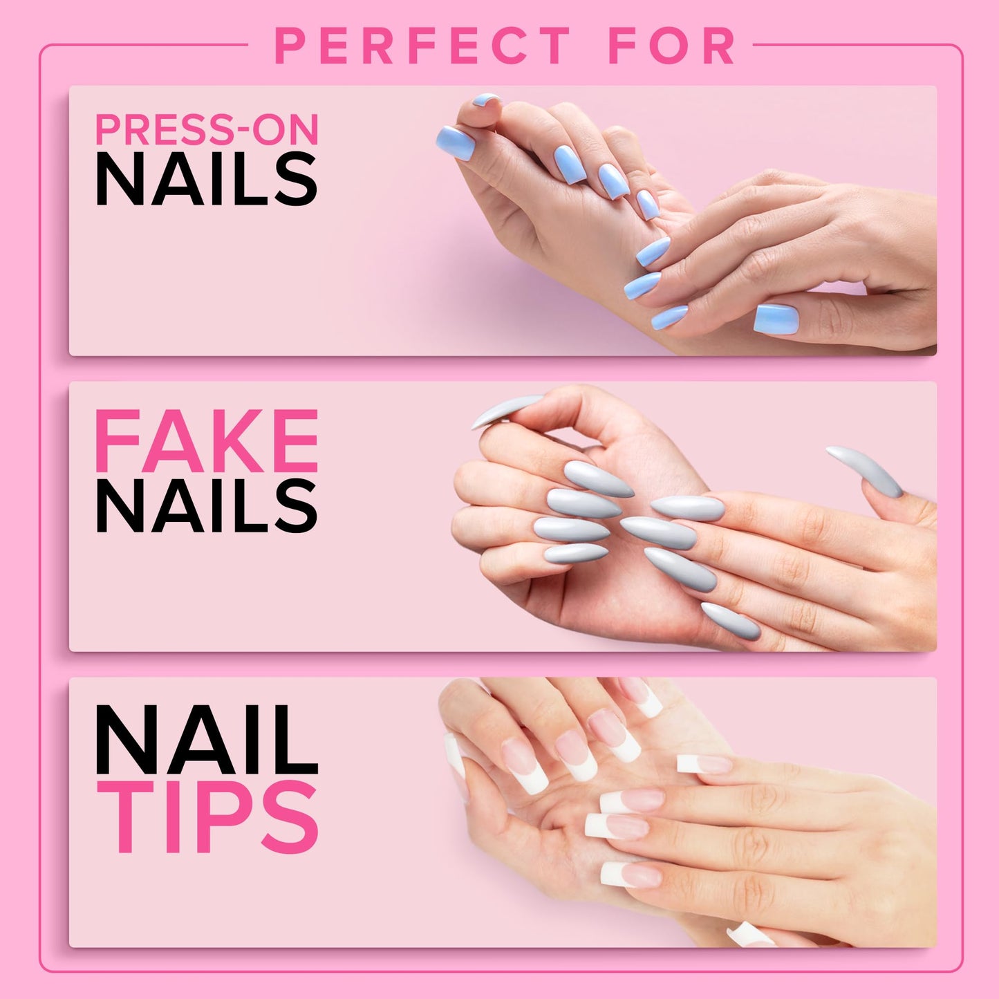 Super Strong Nail Glue for Press On Nails, Tips & False Nails (8ml) NYK1 NailBond Brush On Nail Glue Extra Strong for Press Ons, Tips & Acrylics - Long Lasting, Maximum Strength, Mess-Free Application