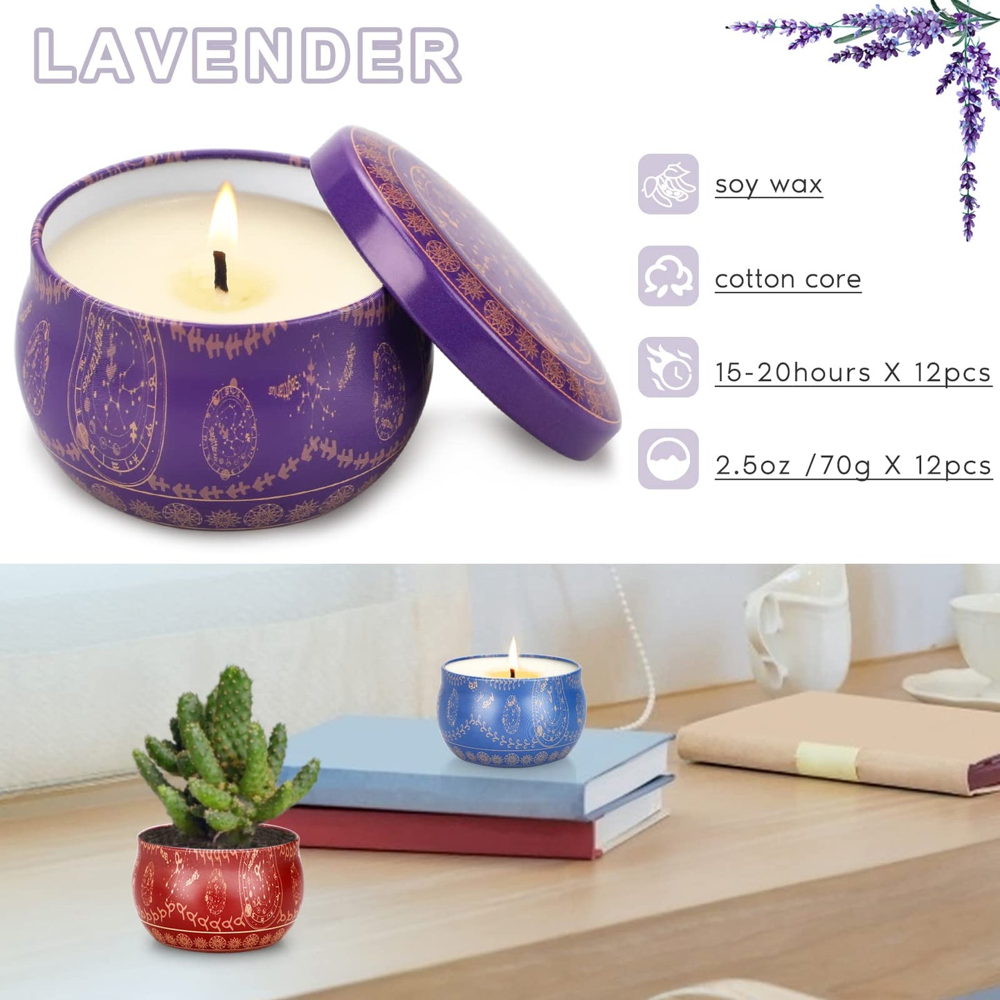 12-Pack Aromatherapy Scented Candle Gift Set