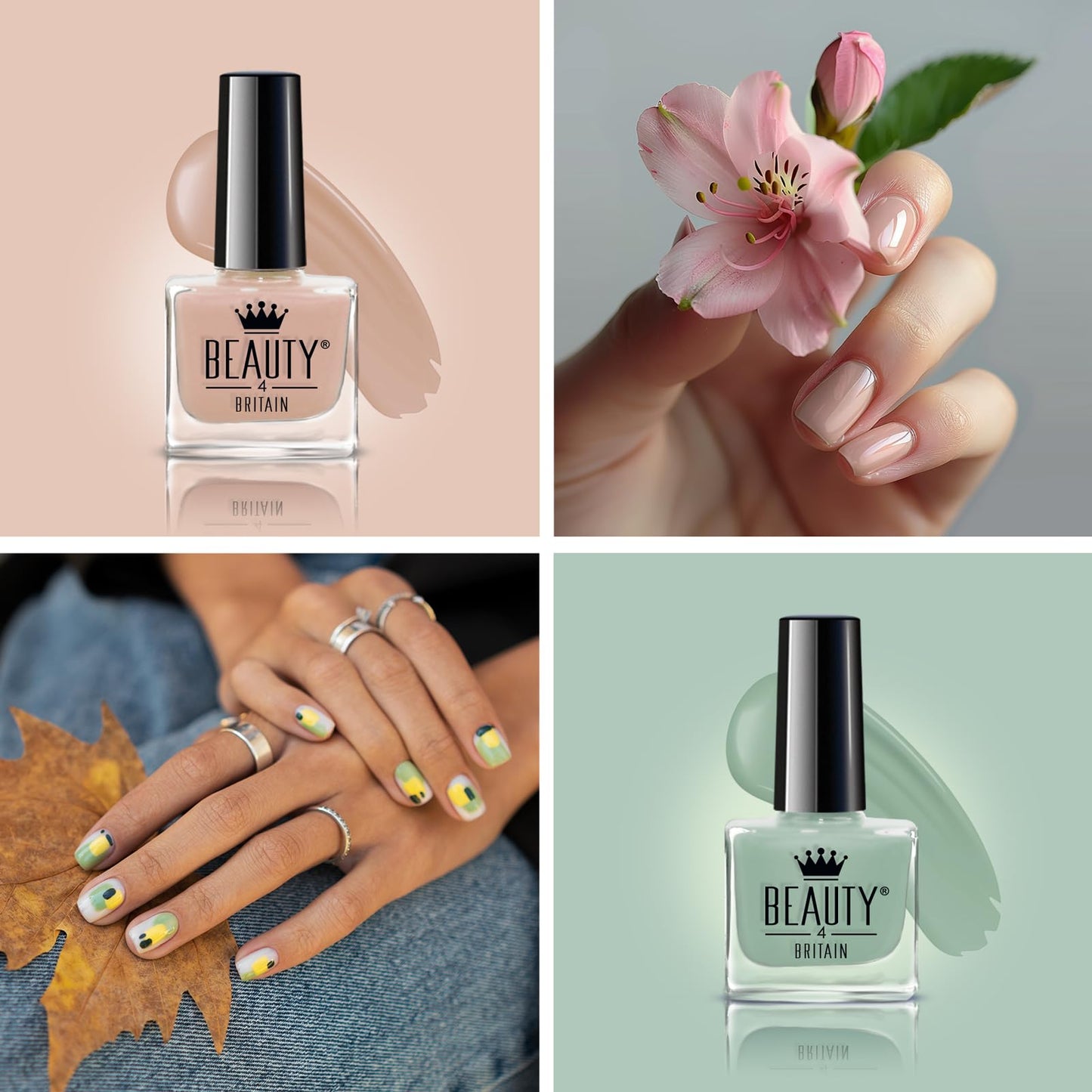 Beauty4Britain 6 x Pastel Nail Polish Set 6 Modern Colours Gift Box Nail Polish Set 10 ml Bottles