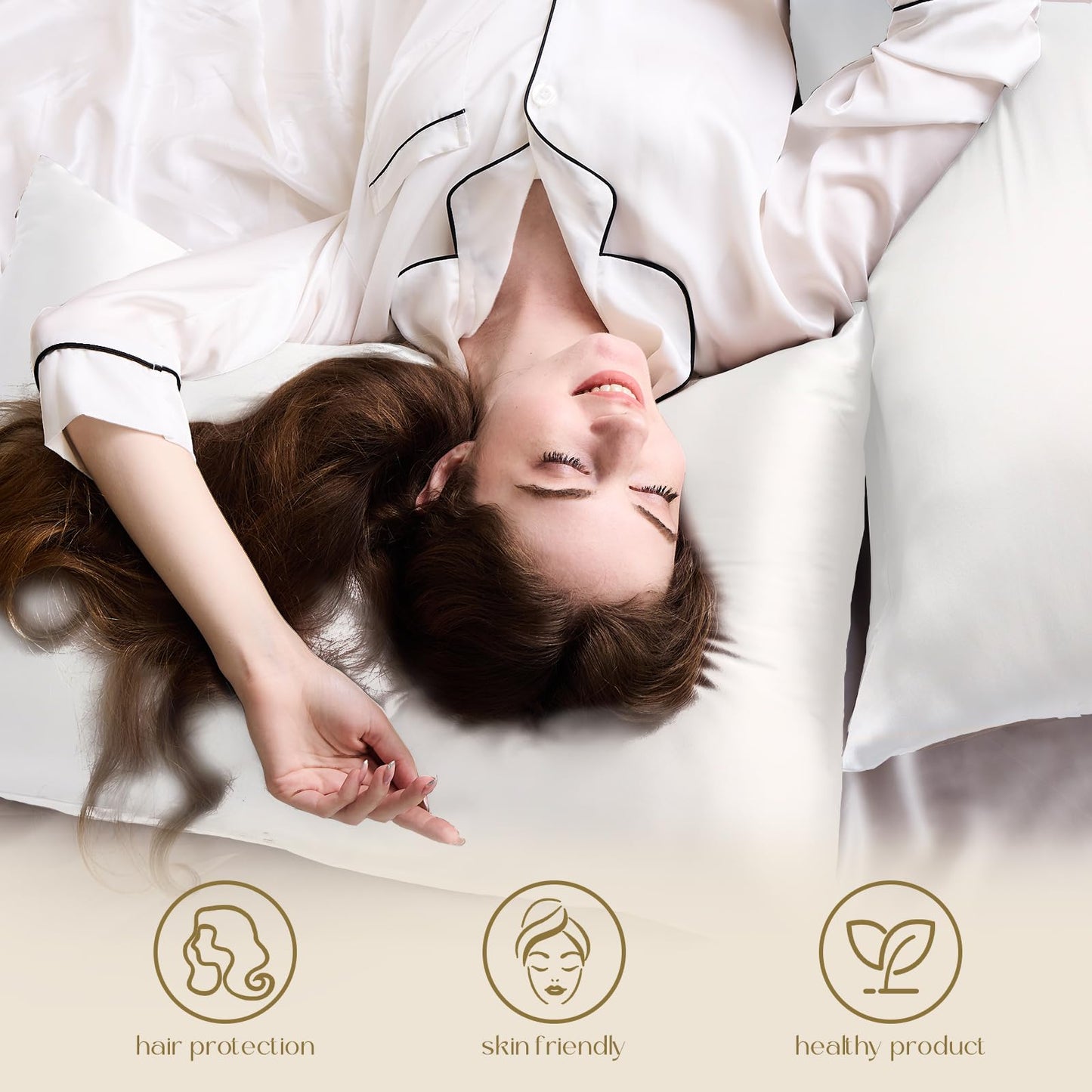 ZIMASILK 100% Mulberry Silk Pillowcase for Hair and Skin Health, Both Sides 19 Momme Premium Grade 6A Silk, Soft & Smooth, 600 Thread Count, with Hidden Zipper, 1pc (Standard 50x75 cm, White)