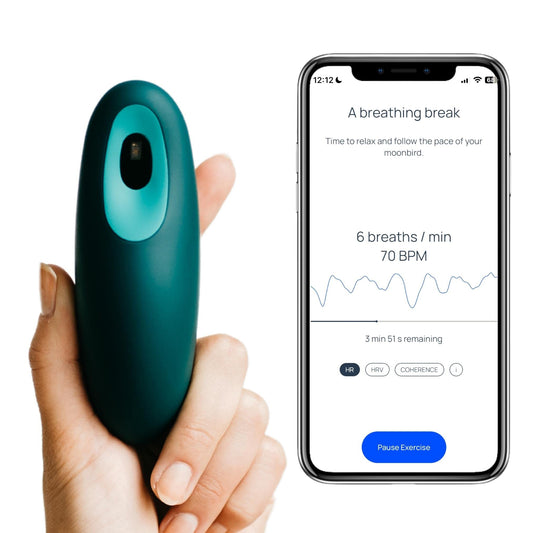Moonbird Breathing & Meditation Device - Instant Stress Relief, Anxiety Relief, Relaxation for Women & Men - Helps with Better Sleep, Stress, and Overall Health - Blue Green