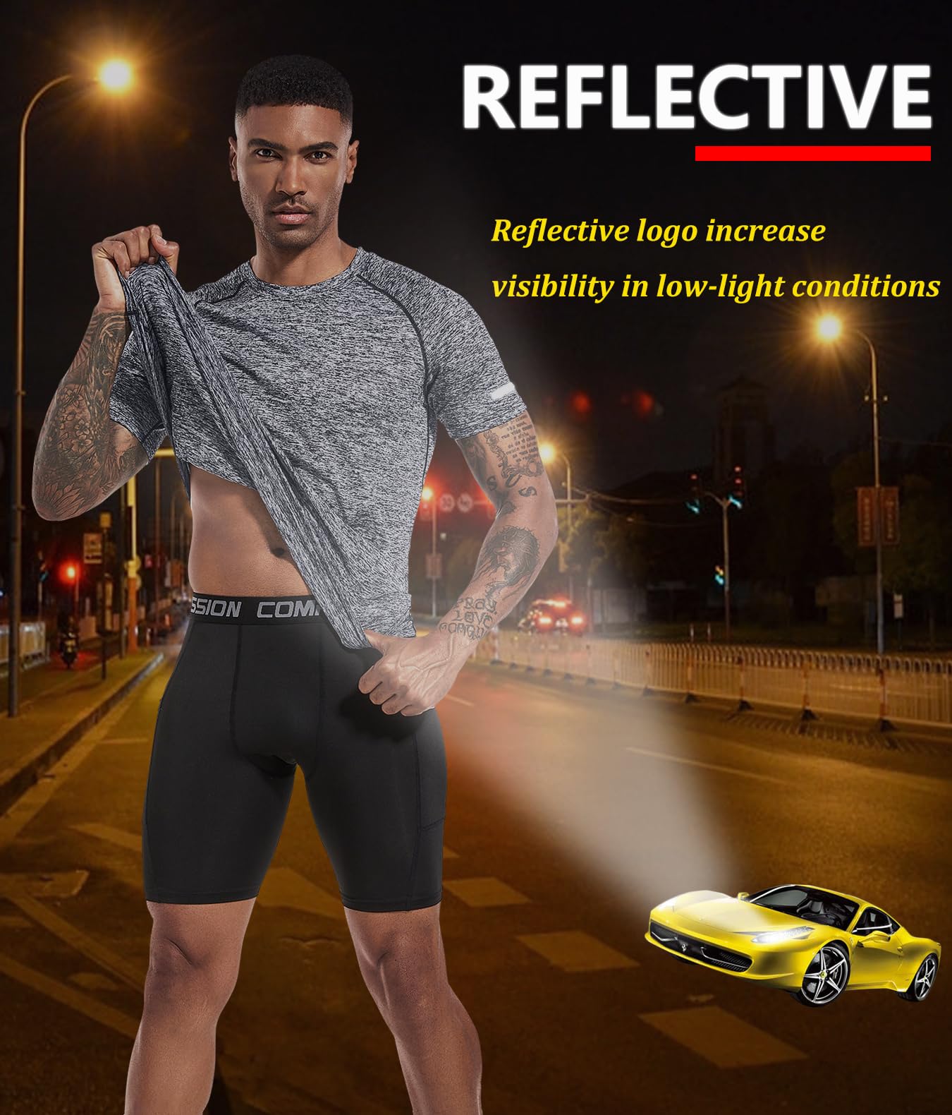5 Packs Workout Shirts for Men - Activewear Tops Gym Shirts Dry Fit Mesh Running Fitness Short Sleeve Crewneck Sports Athletic T-Shirt Tops 5P02-L