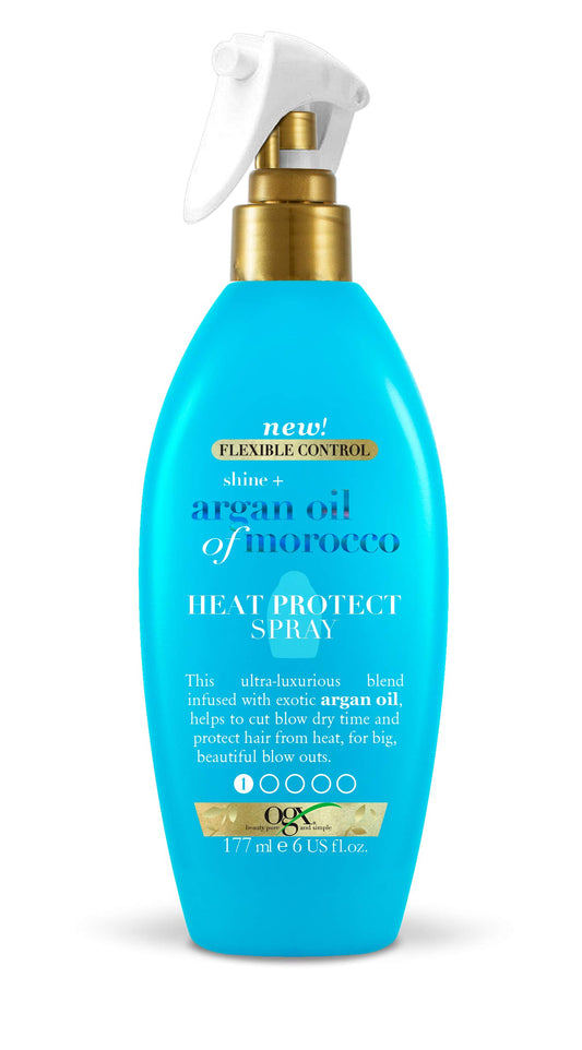 OGX Argan Oil of Morocco Shine+ Heat Protection Spray, Protects Hair from Heat Damage Caused by Blow Drying and Styling Tools, 177ml
