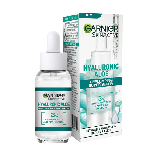 Garnier SkinActive Hyaluronic Acid Super Serum, Replumps & Hydrates, Strengthens Skin Barrier, With 3% Hyaluronic Acid, Aloe Vera & Glycerin, 30ml