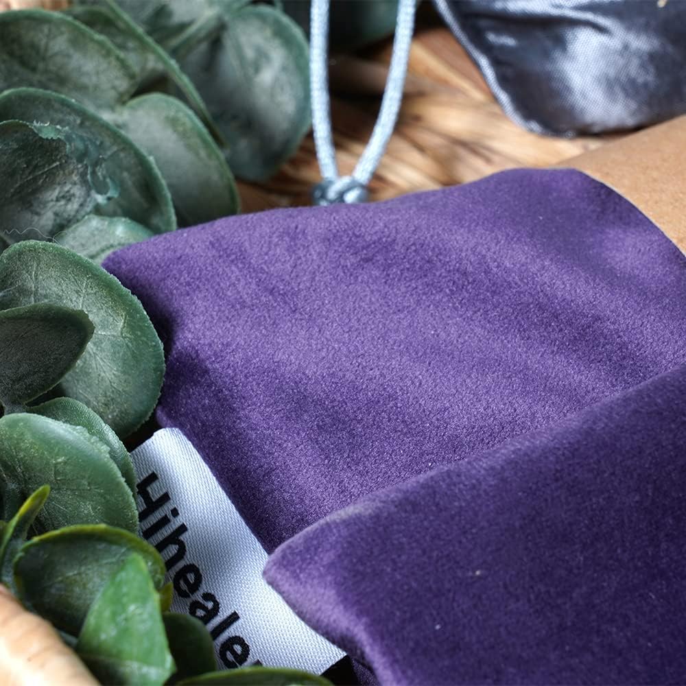 Hihealer Eye Pillow Yoga Meditation Accessories Lavender Aromatherapy Weighted Eye Mask for Sleeping, Yoga, Meditation, Self Care Relaxation Xmas Gifts for Women Mom (White & Purple)