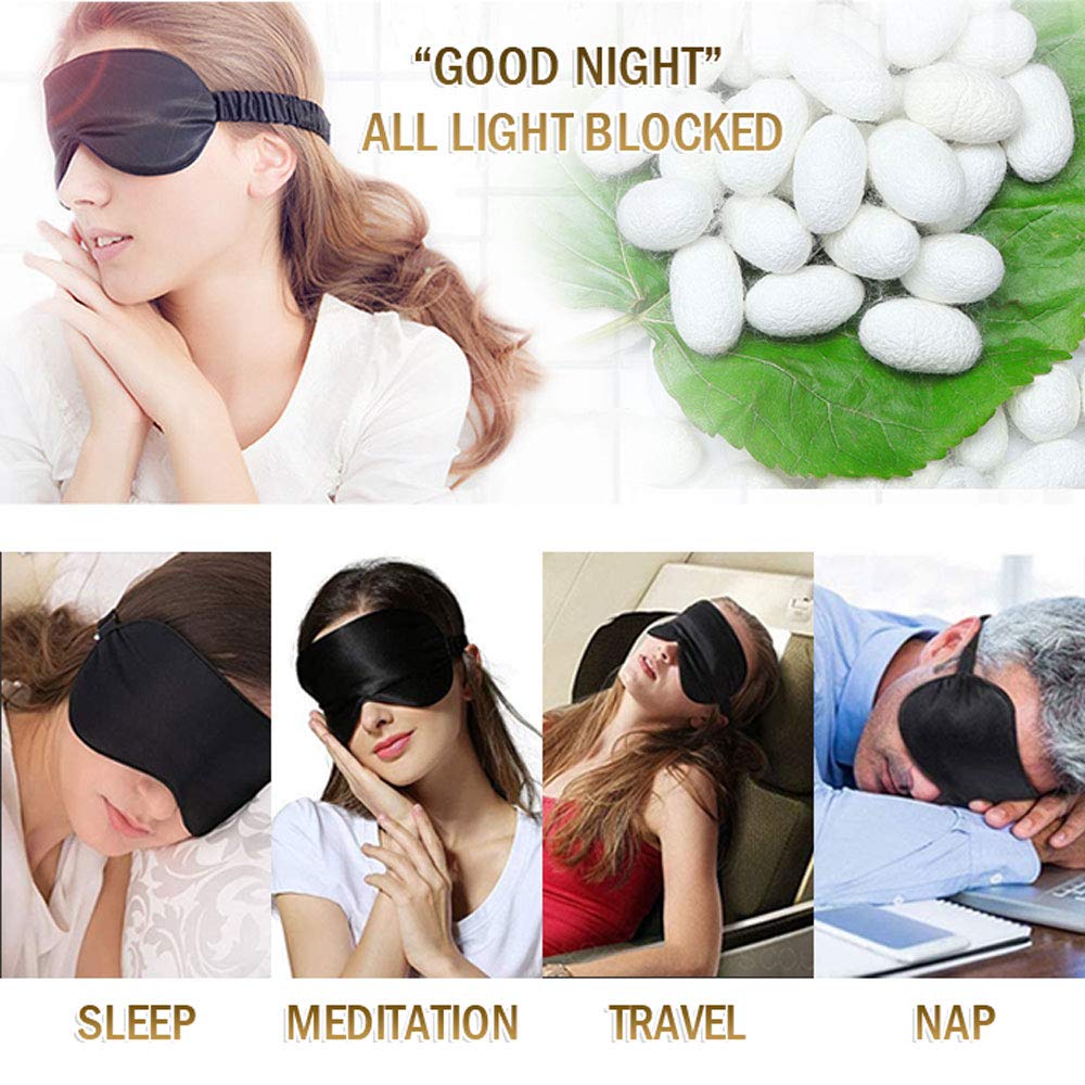 Sleep Mask,Silk Eye Mask for Sleeping Women/Men/Girls,19 Momme Both Sides 100% Pure Mulberry Silk Blackout Anti-Allergy Blindfold with Elastic Strap for Night,Travel,Nap,Meditation (Pink)