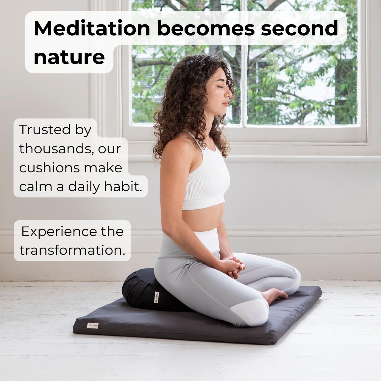 basaho CLASSIC Zafu Meditation Cushion | Organic Cotton | Buckwheat Hulls | Removable Washable Cover (Pale Pink)