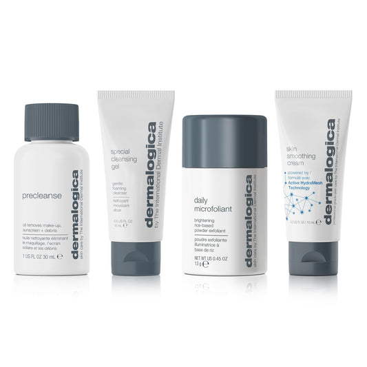 Dermalogica Discover Healthy Skin Kit, Polishes, Cleanses, Moisturisers, Precleanse 30ml, Special Cleansing Gel 15ml, Daily Microfoliant 13g, Skin Smoothing Cream 15ml , for All Skin Types