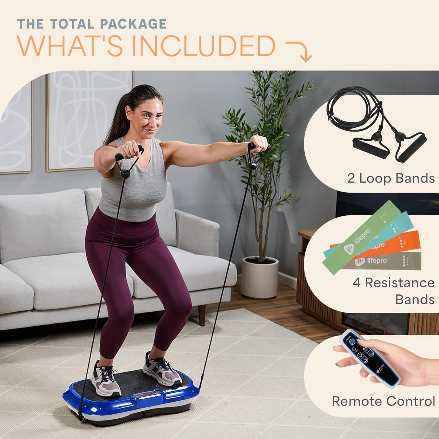 LifePro Waver Vibration Plate Exercise Machine for Full Body Workout, 99 Speed Levels, Resistance Bands, Remote, Home Fitness and Weight Loss Platform