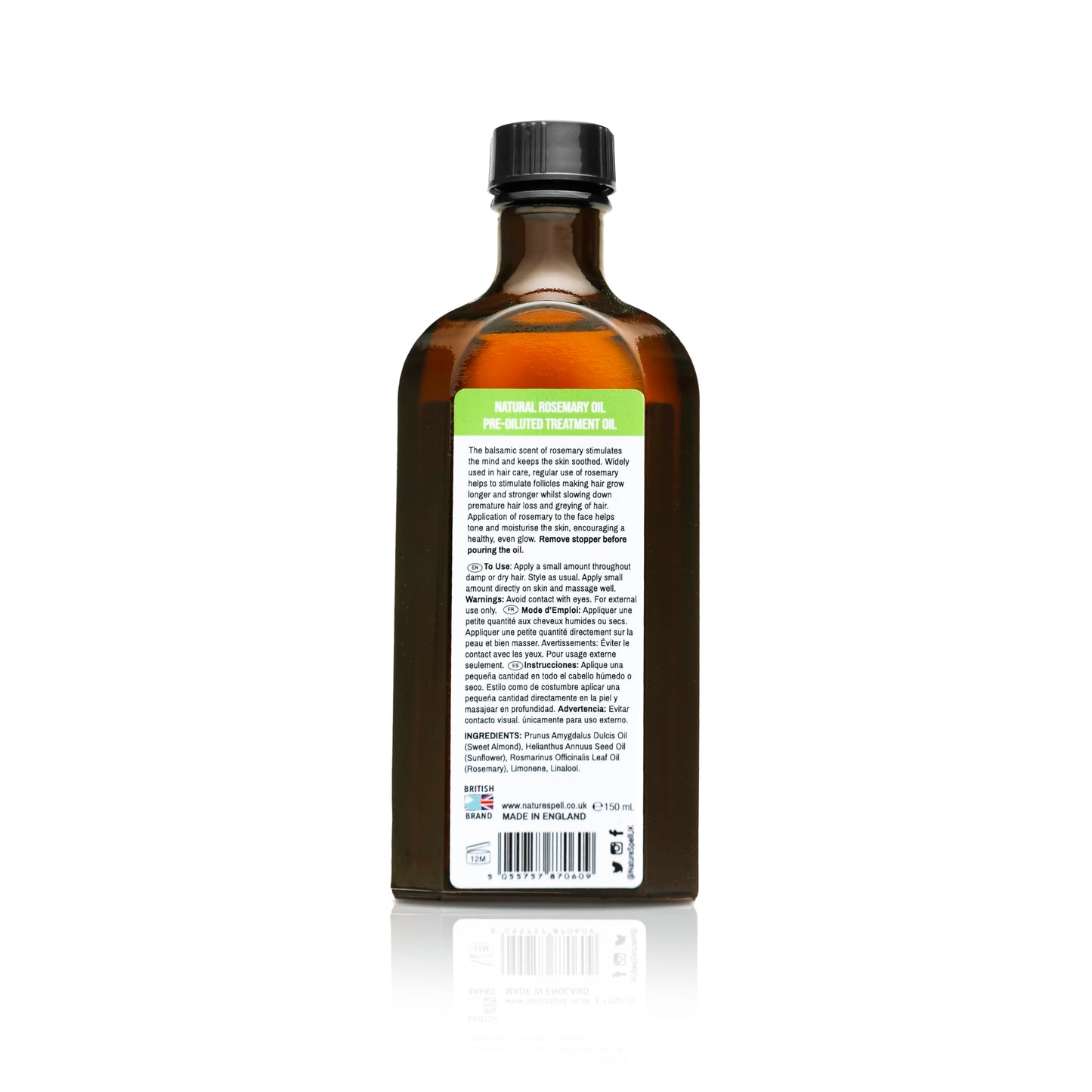 Nature Spell Rosemary Oil For Hair With Easy-Pump Oil Dispenser 150ml, Treats Dry, Damaged Hair & Targets Hair Growth, Made In The UK
