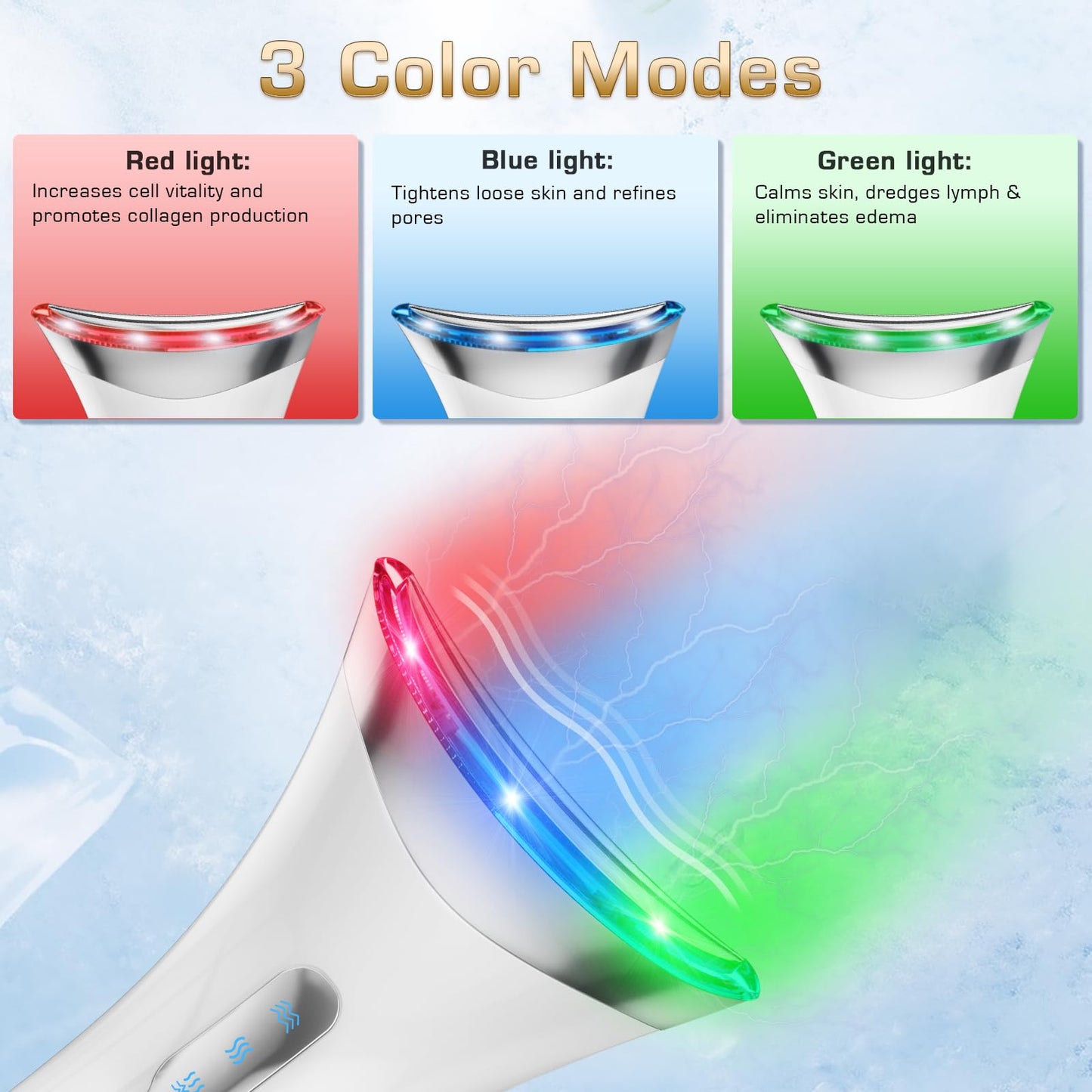 Facial Massager Face Lifting Device: Electric Skin Tightening Machine Neck Lift with 45°C Heat EMS Massage - 3 LED Microcurrent Wand Anti-Wrinkle - Anti-Aging Neck Eye Massagers for Skin Care