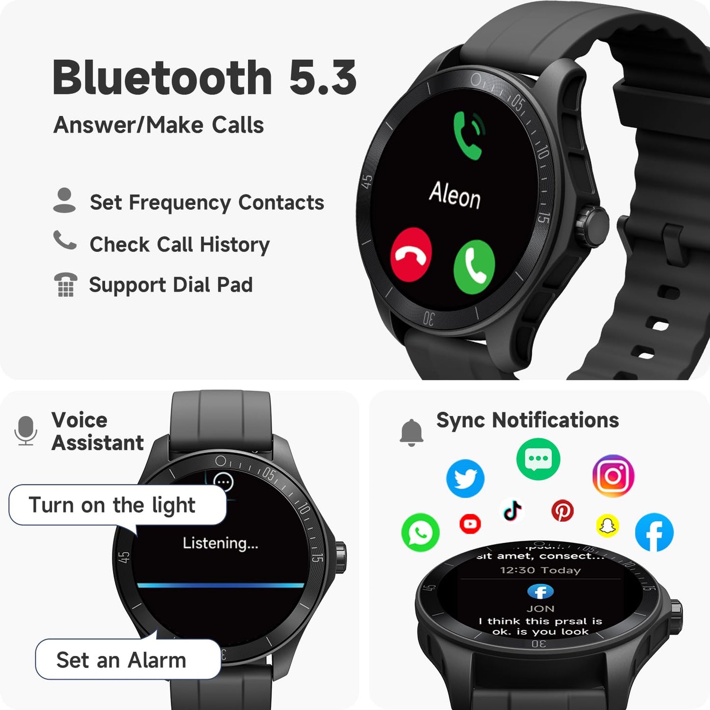 TOOBUR Smart Watch for Men Alexa Built-in, 44mm Fitness Tracker with Answer/Make Calls, IP68 Waterproof/Heart Rate/Sleep Tracker/100 Sports, Fitness Watch Compatible Android iOS