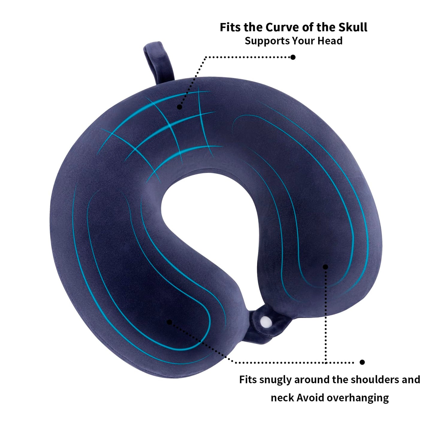 WENGX Travel Pillow Neck Pillow Memory Foam Travel Pillows Head Support Cushion for Airplane Train Car Office Travel Essential Flight Pillows for a Long Hauls Sleeping Rest (Navy Blue)