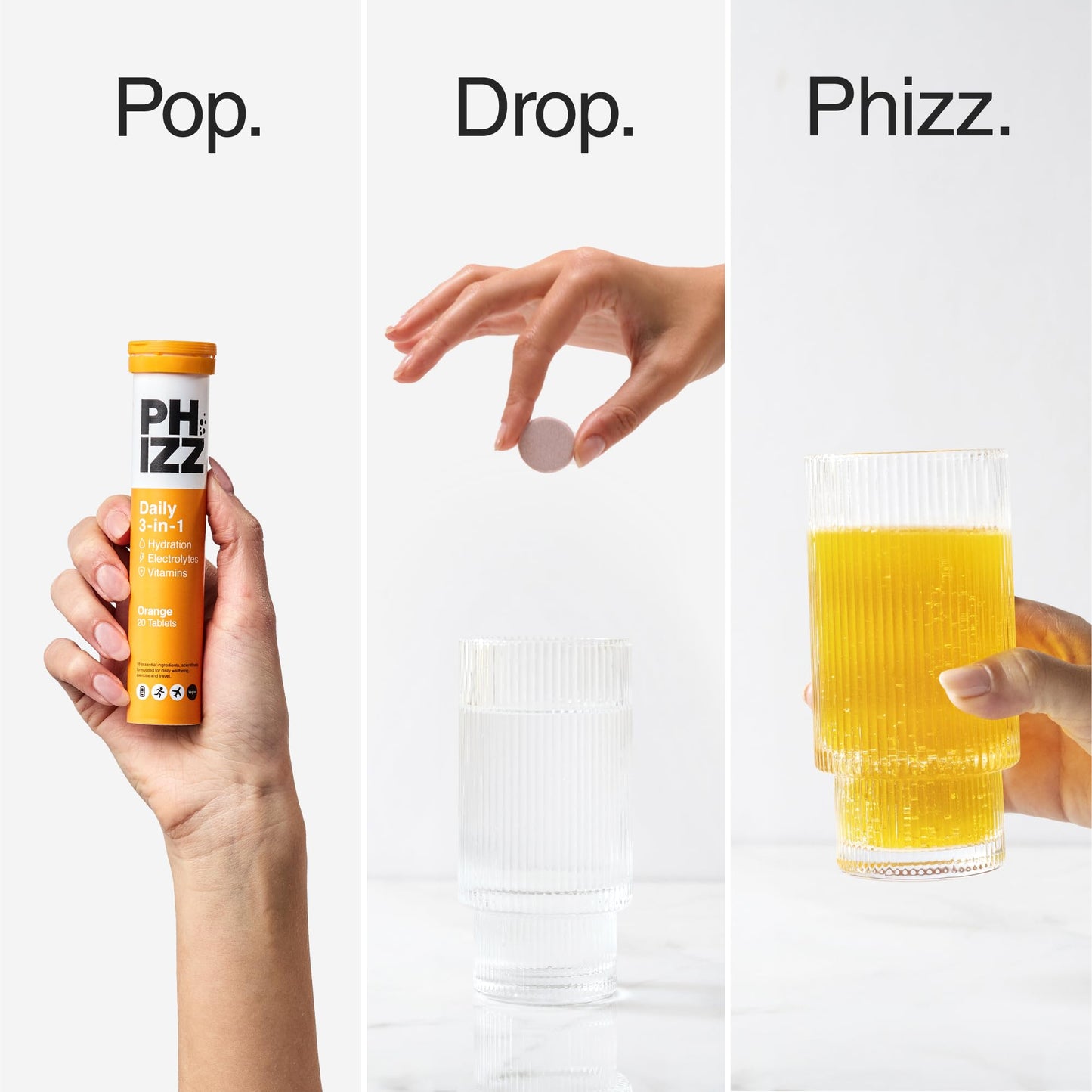 Phizz Electrolytes, Multivitamin & Hydration Tablets - 20 Effervescent Rehydration Electrolyte Tablets - 18 Vitamins & Minerals, Vitamin C, Vegan, Vegetarian & Low Calorie (Orange, 20 Tablets)
