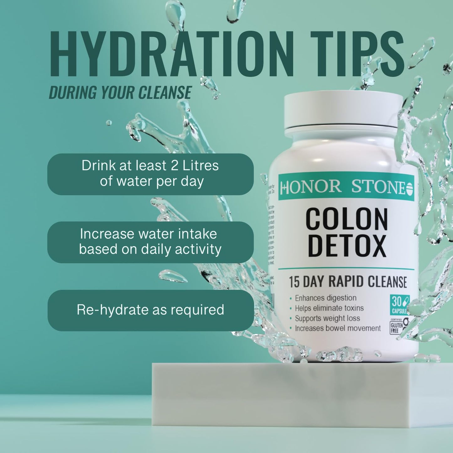 Honor Stone Colon Cleanse 15 Day Detox | Supports Weight Loss | Helps Eliminate toxins | Relieves Constipation & Bloating | Probiotics Support Gut Health | Herbal Stool Softener*