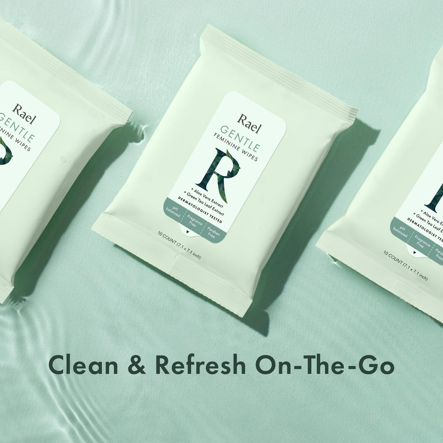Rael Flushable Feminine Intimate Wipes - pH-Balanced, Unscented, Aloe Vera Extract, Safe for Sensitive Skin, Vegan & Cruelty Free, Travel Size (10 Count, Pack of 3)