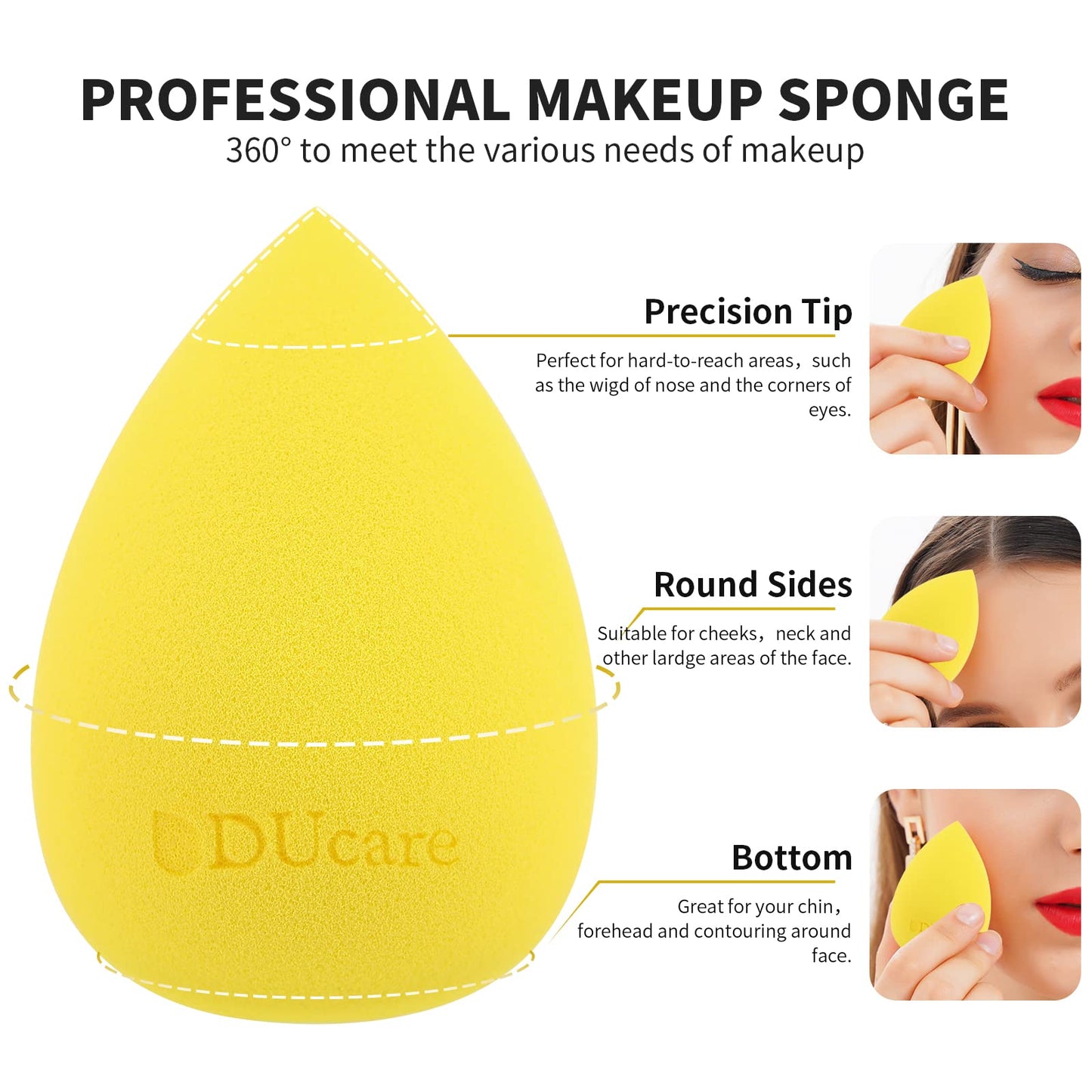 DUcare 4Pcs & 1Pc Makeup Sponges Foundation Brushes - Ideal For Flawless Makeup, Non-latex Blender Beauty Powder Puffs Kabuki Flat Top Face Brush