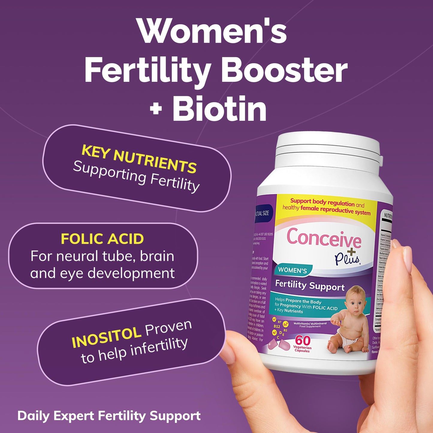 Conceive Plus Fertility Supplements for Women - Support Body Regulation & Healthy Female Reproductive System - 21 Vitamins for Conception - 30 Day Supply for Hormone Balance, Biotin - 60 Capsule