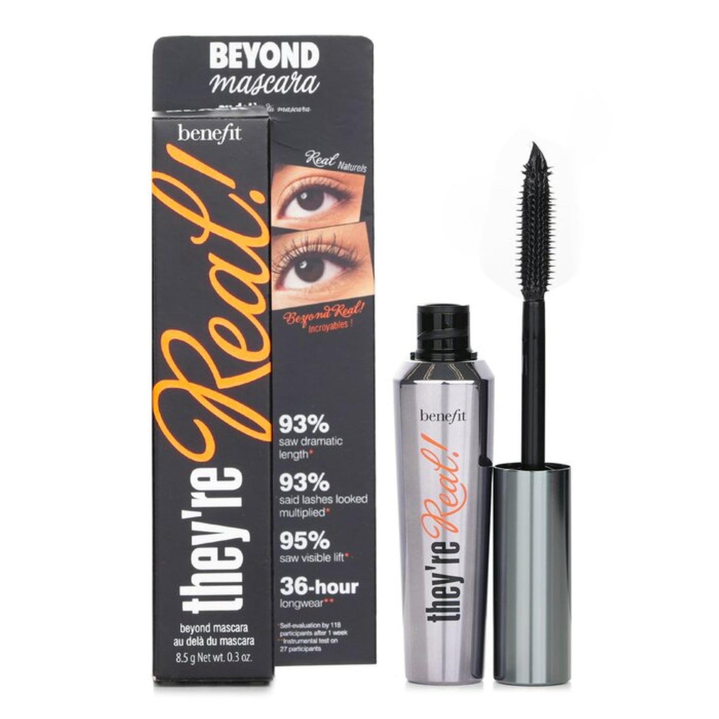 BENEFIT COSMETICS they're real! lengthening beyond mascara FULL SIZE 8.5 g Net wt. 0.3 oz. BLACK