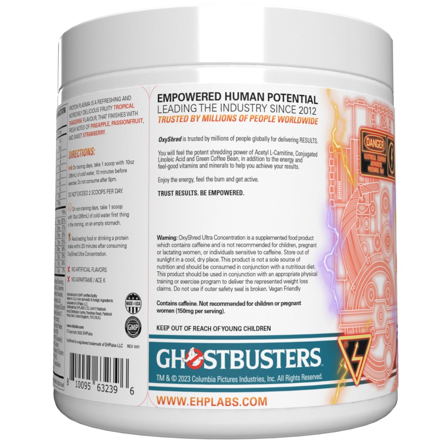 EHPlabs x Ghostbusters OxyShred Pre Workout Powder & Shredding Supplement - Preworkout Powder with L Glutamine & Acetyl L Carnitine, Energy Boost Drink- Proton Plasma, 60 Servings