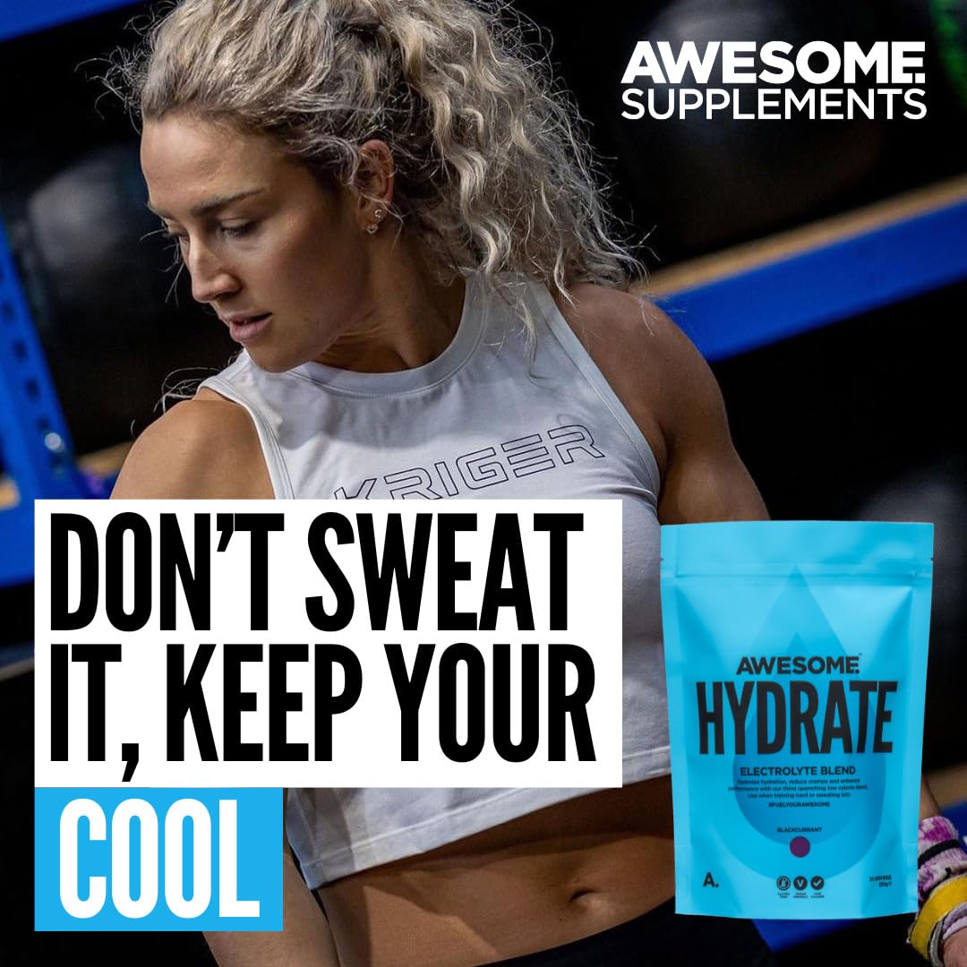Awesome Supplements - Awesome Hydrate Watermelon - 250g Instant Electrolytes & Hydration - Low Calorie, Vegan & Gluten-Free
