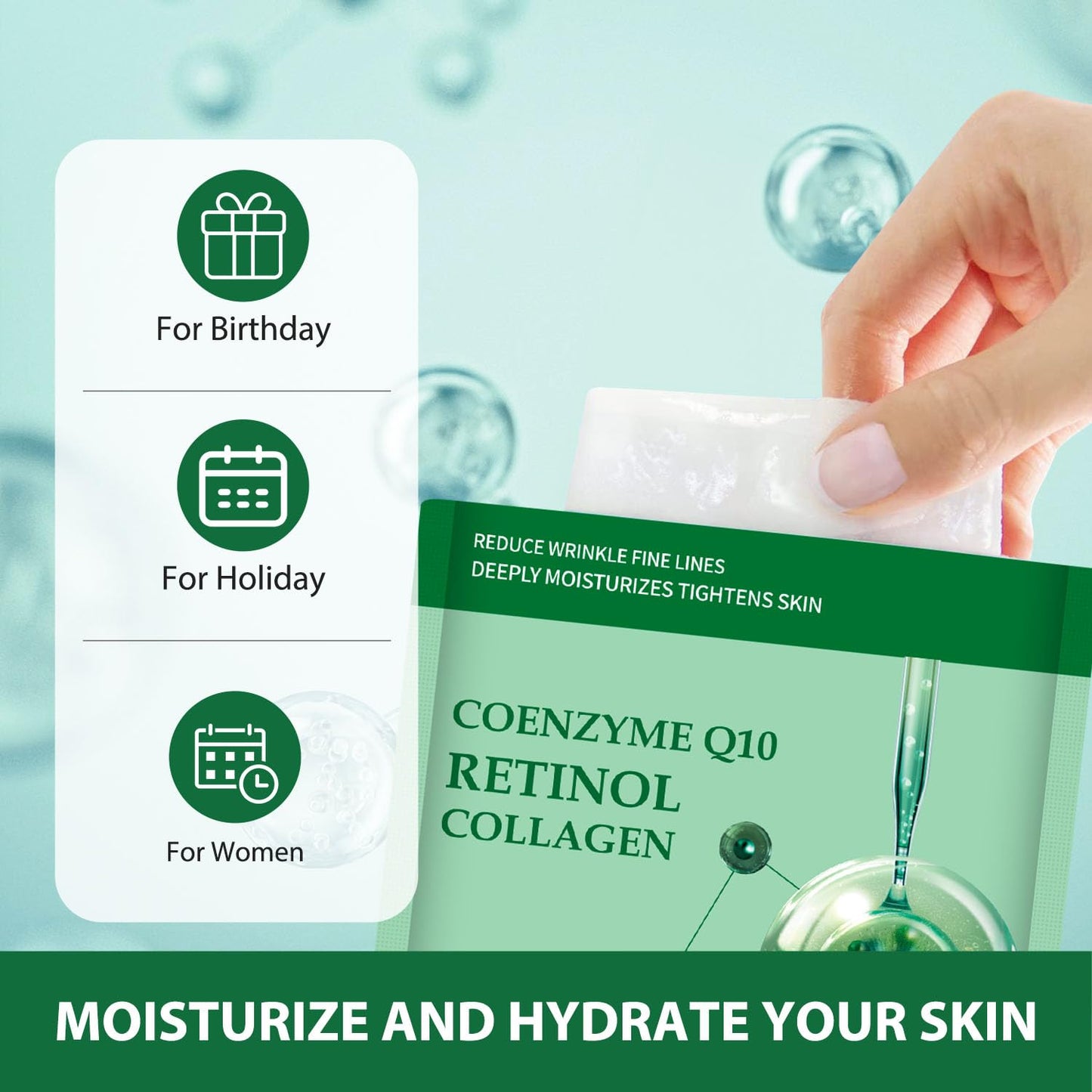 Collagen Q10 Retinol Face Mask – Pack of 10 | TRYTLION