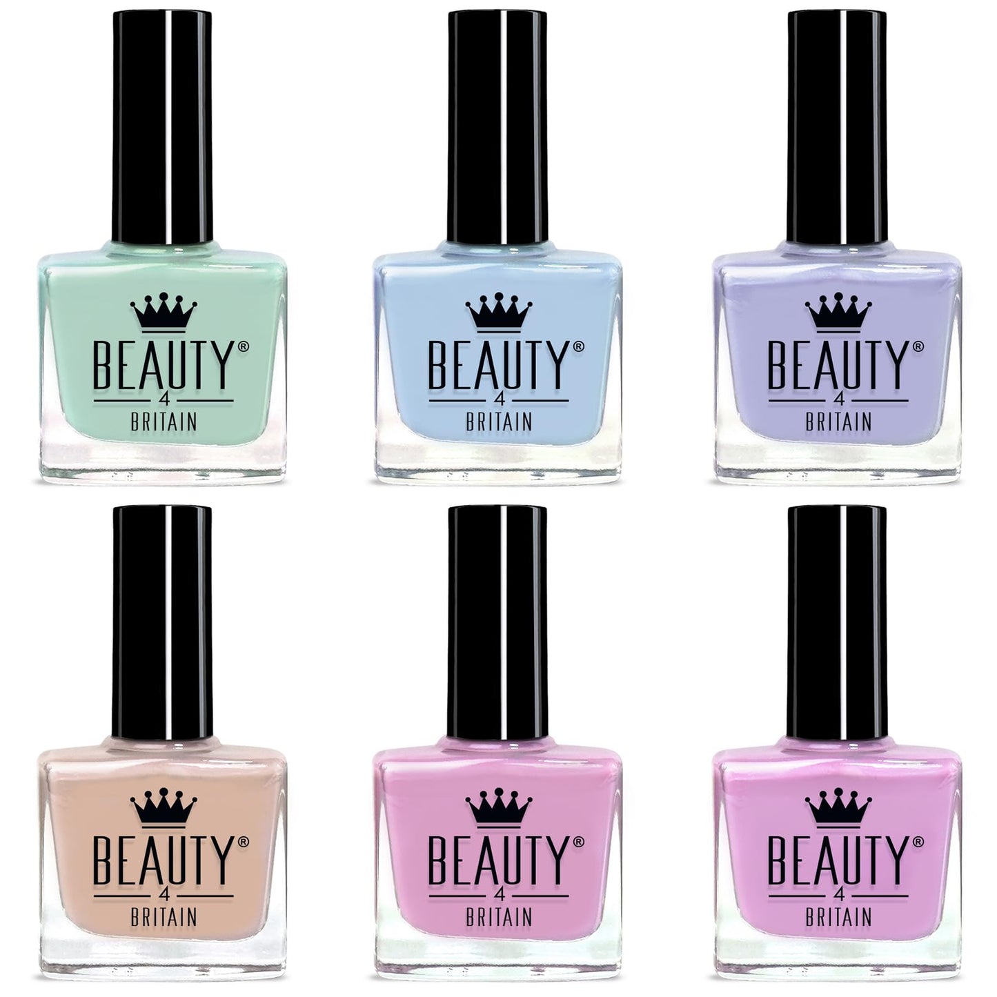 Beauty4Britain 6 x Pastel Nail Polish Set 6 Modern Colours Gift Box Nail Polish Set 10 ml Bottles