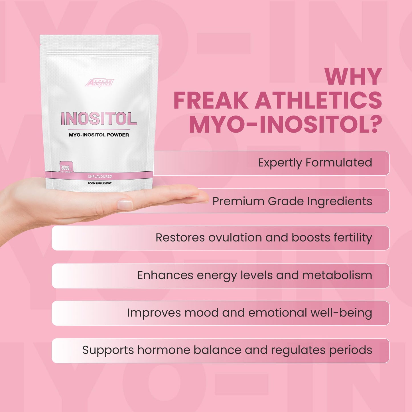 Inositol (Myo-Inositol) Powder 300g | Premium Myo Inositol Powder - Supports Women with PCOS - Promotes Hormonal Balance & Normal Ovarian Function