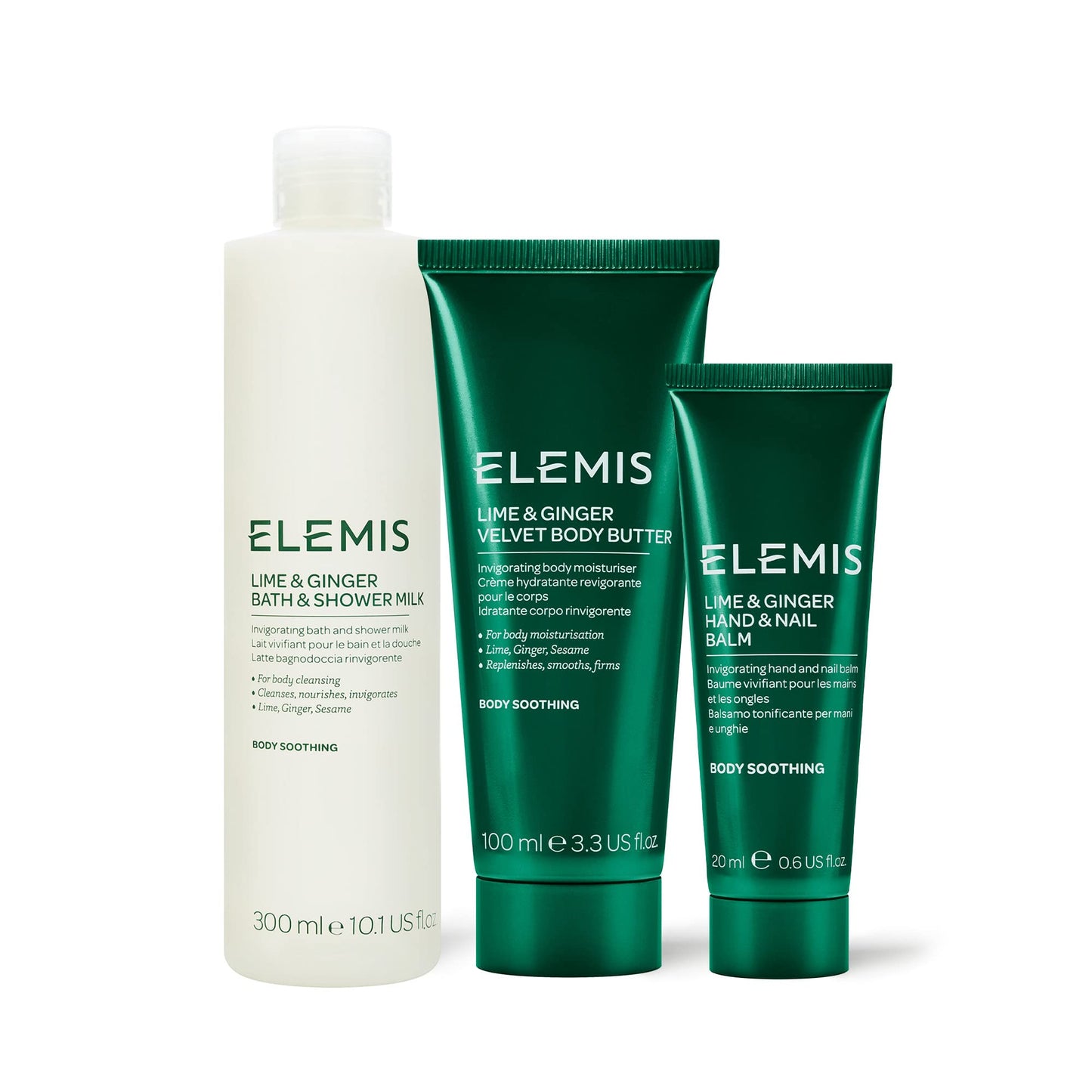 ELEMIS Lime and Ginger Body Care Trio, 3-Piece Luxury Body Care