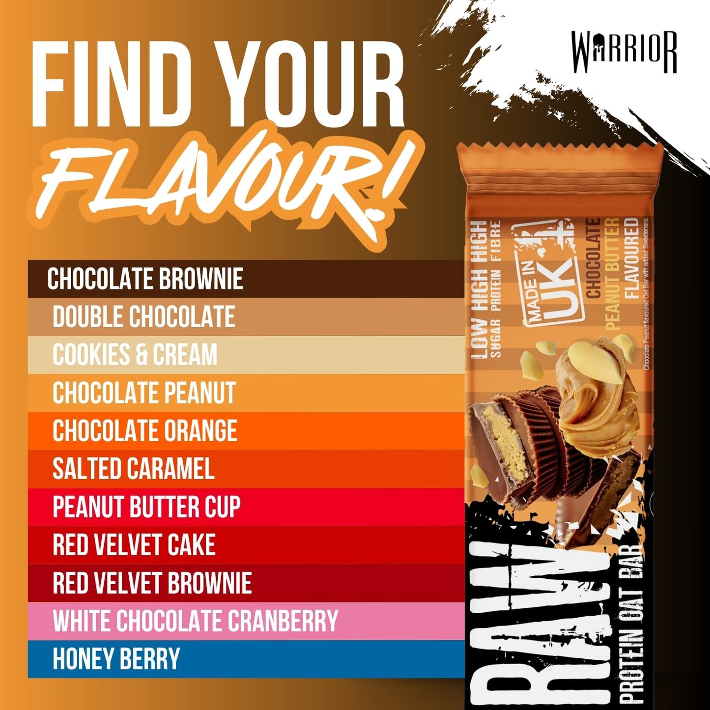 Warrior RAW Protein Bar Chocolate Peanut Butter – 12×75 g | TRYTLION