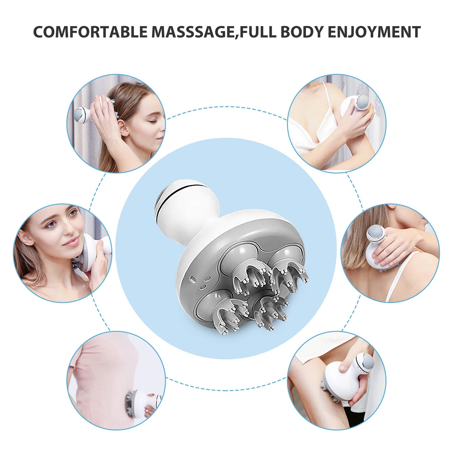 COMFIER Cordless Hair Scalp Massager, Electric Head Massager with Kneading 84 Massage Nodes, Handheld Portable Head Scratcher Massager for Hair Growth, Deep Clean and Stress Relax, Gifts for Women Men