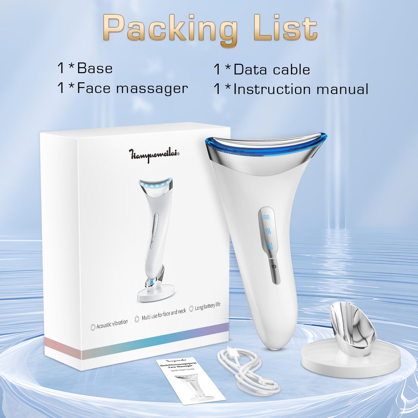 Facial Massager Face Lifting Device: Electric Skin Tightening Machine Neck Lift with 45°C Heat EMS Massage - 3 LED Microcurrent Wand Anti-Wrinkle - Anti-Aging Neck Eye Massagers for Skin Care