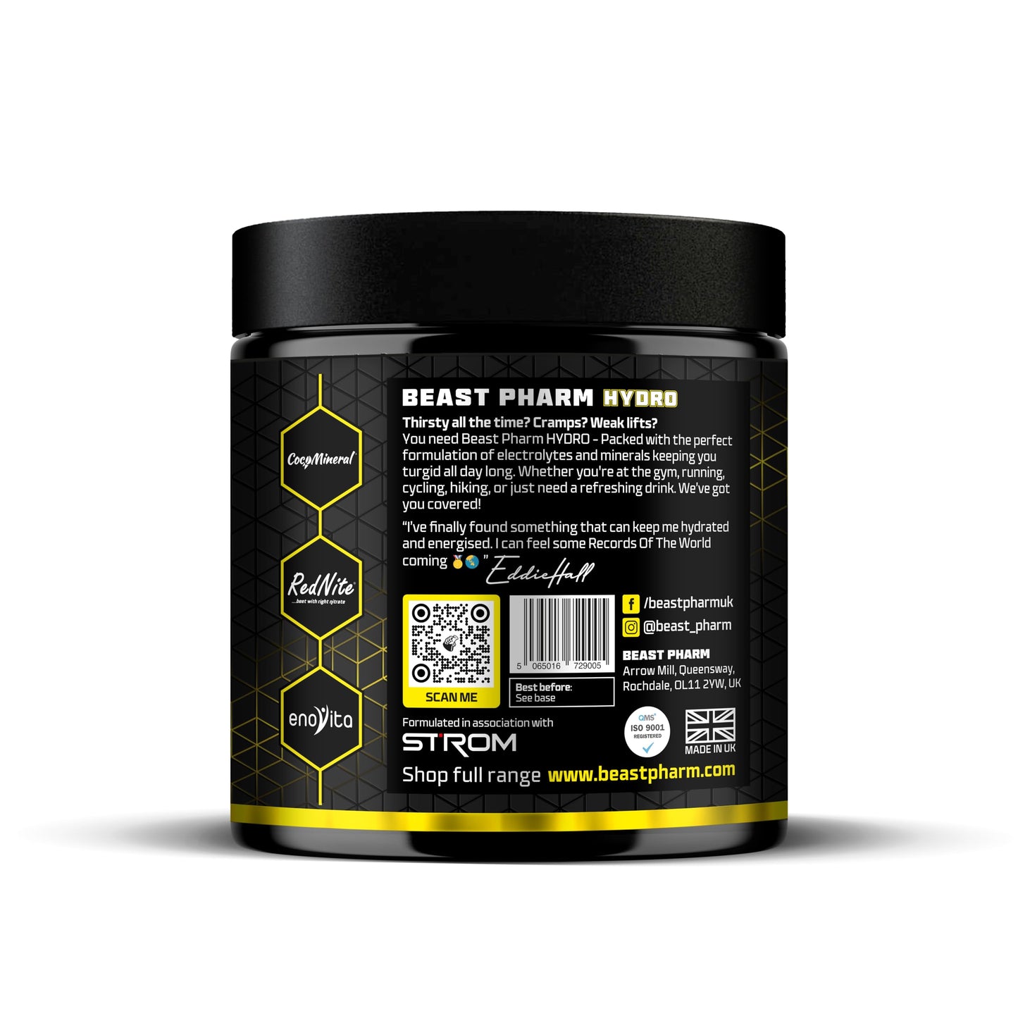 Beast | Electrolytes Powder | Sport & Running Hydration Electrolytes Drinks | 360g/60 Servings | Eddie Hall's Hydro | Rehydration and Energy | Lemon Sherbet