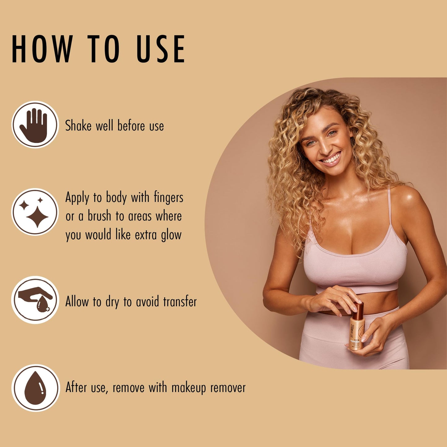 St Moriz Advanced Glow Body Oil | Body Illuminator for Instant Skin Radiance | Body Glow Enhancer | Shimmering Liquid Highlighter for Body | Compliments Your Tan | Vegan | Cruelty Free | 100ml