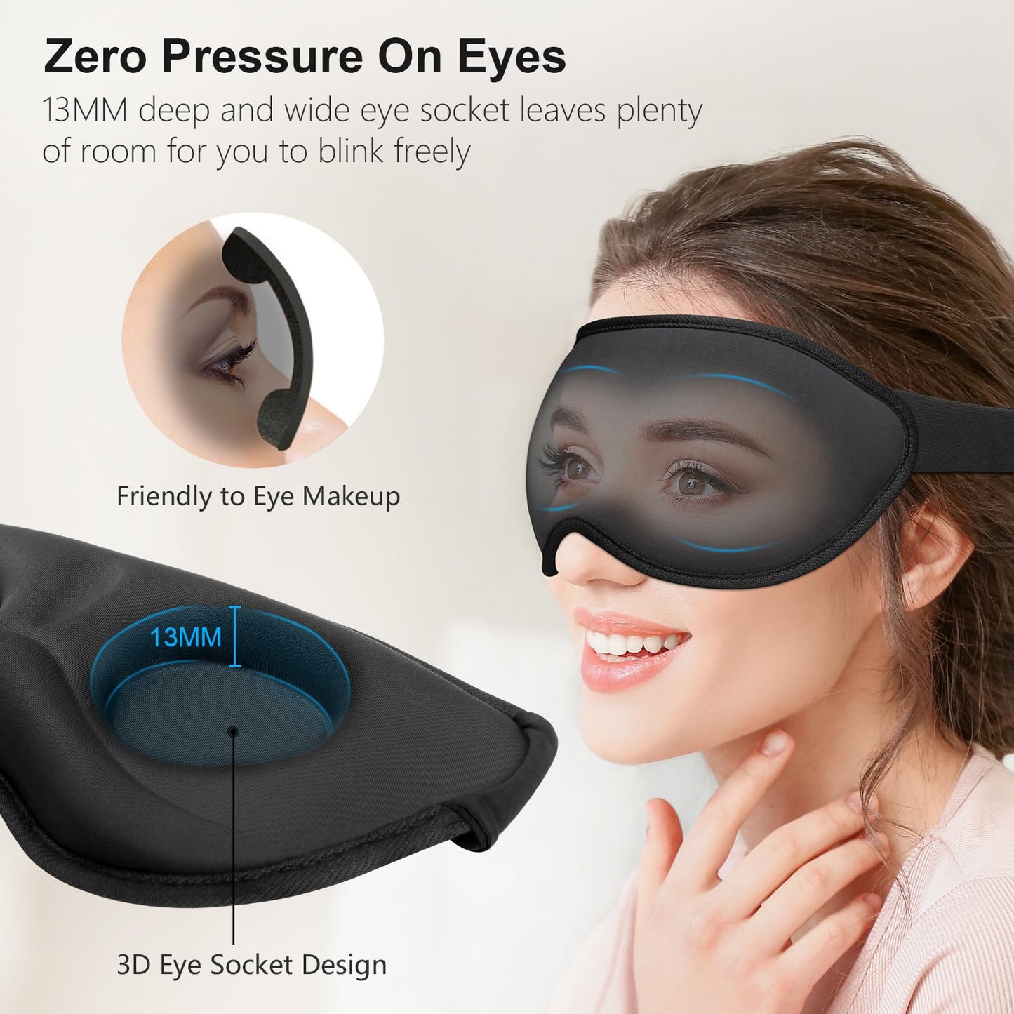 Gritin 100% Light Blocking Sleep Masks for Men & Women-Zero Pressure Sleeping Eye Mask -3D Ergonomic Design Eye Movement and Eyelash Friendly, Ultra Comfortable Blindfold for Sleeping
