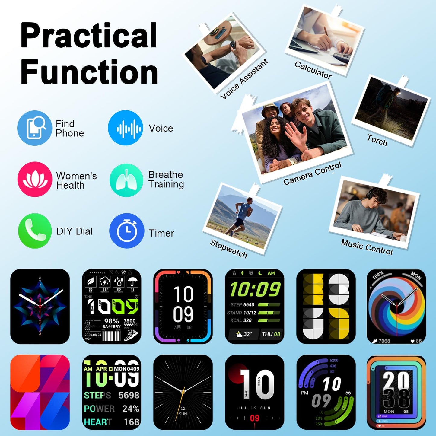 Smart Watch, 2025 HD 1.91" Smartwatch for Men Women with Answer/Make Calls, Heart Rate/Sleep/SpO2 Monitor, 112+ Sports Step Counter, IP68 Waterproof Activity Fitness Trackers for Android iOS Phone