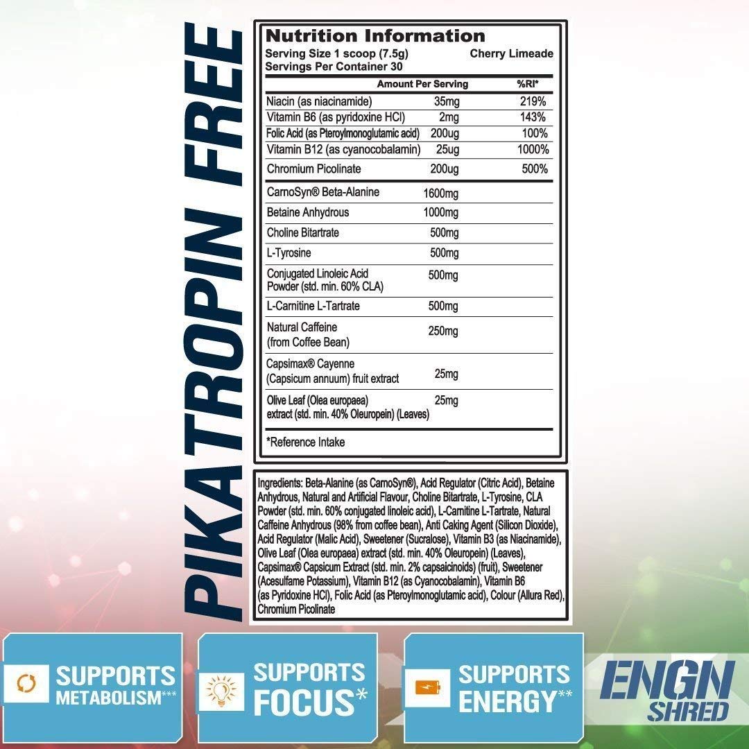 Evlution Nutrition ENGN Shred Pre Workout Thermogenic Fat Burner Powder, Energy, Weight Loss, 30 Servings (Cherry Limeade)