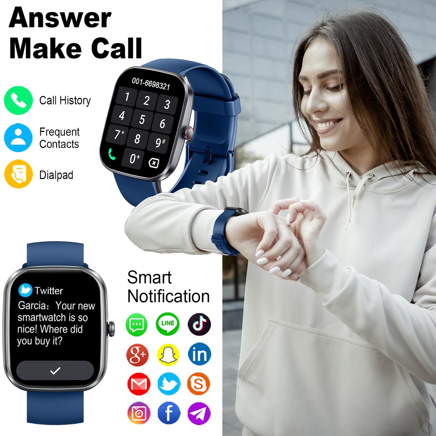 Smart Watch, 2025 HD 1.91" Smartwatch for Men Women with Answer/Make Calls, Heart Rate/Sleep/SpO2 Monitor, 112+ Sports Step Counter, IP68 Waterproof Activity Fitness Trackers for Android iOS Phone