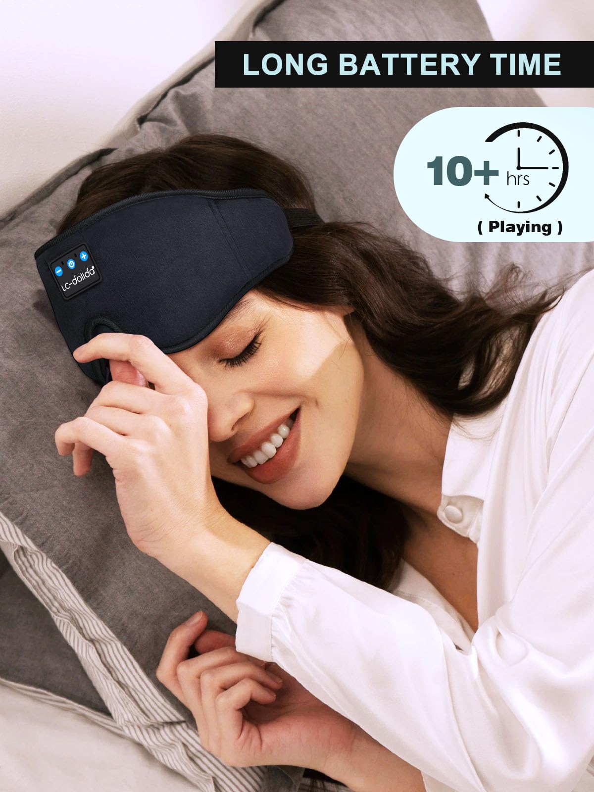 LC-dolida Bluetooth Sleep Mask with Headphones – 200% Blackout, 3D Eye Mask