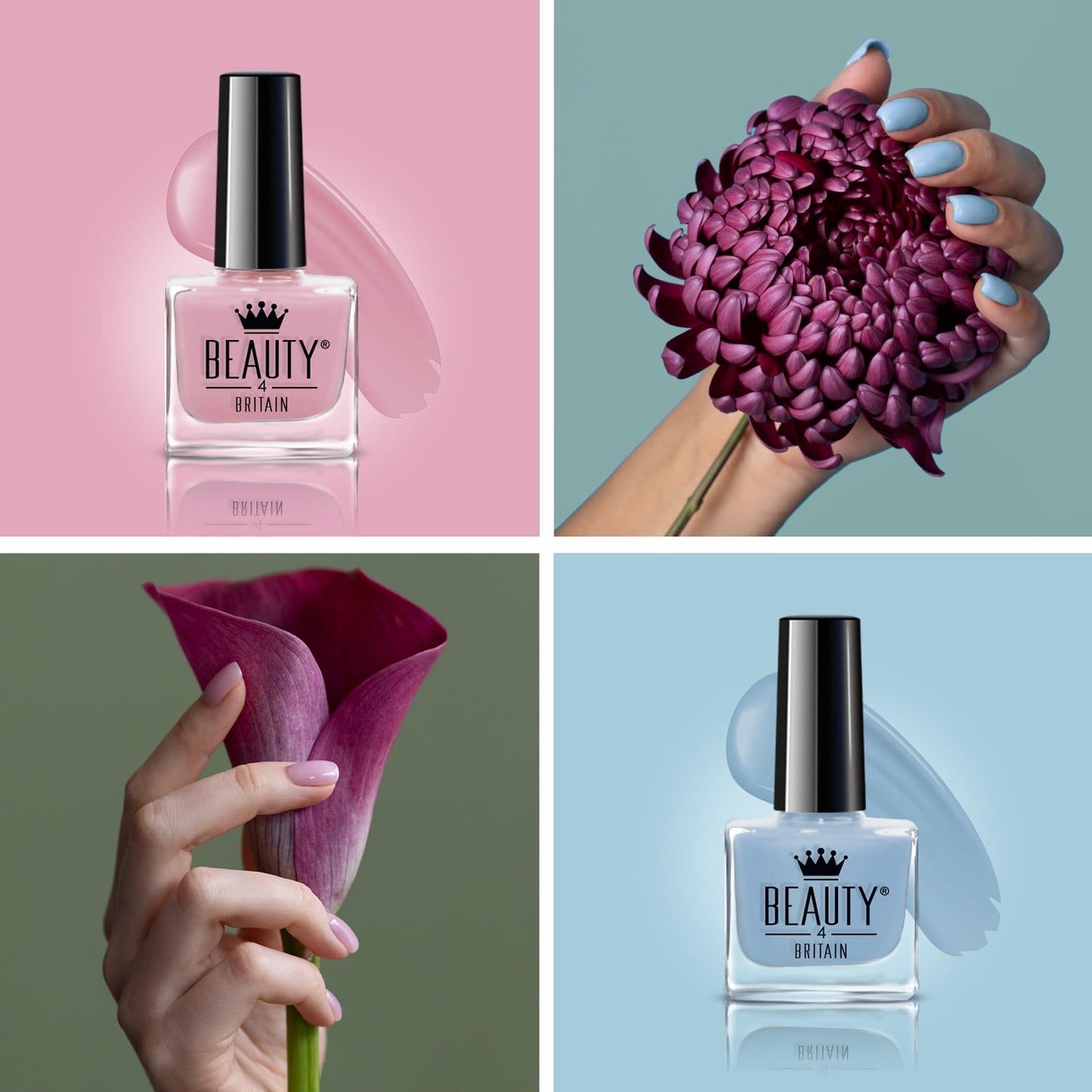 Beauty4Britain 6 x Pastel Nail Polish Set 6 Modern Colours Gift Box Nail Polish Set 10 ml Bottles