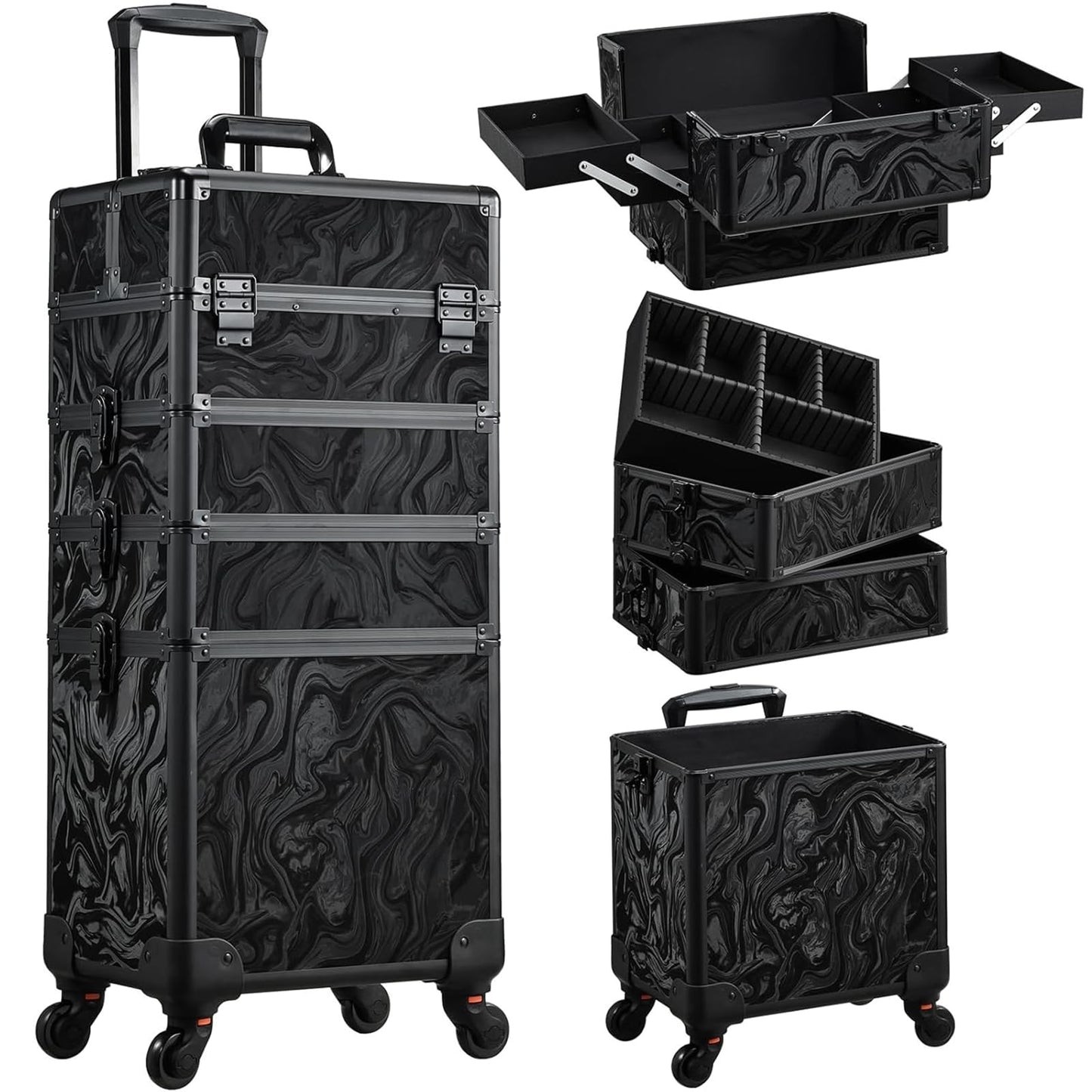 Stagiant 4-in-1 Makeup Trolley Vanity Case – Alpine Black